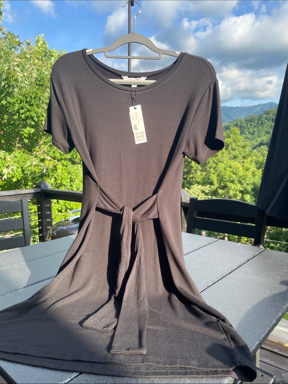 BB Dakota by Steve Madden Black Short-Sleeve Tie-Waist Midi Dress